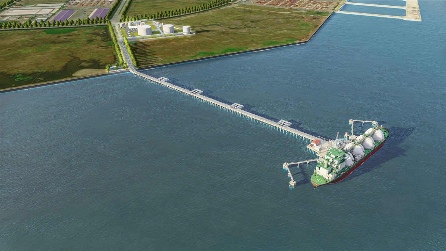 NVLT terminal and jetty — aerial render